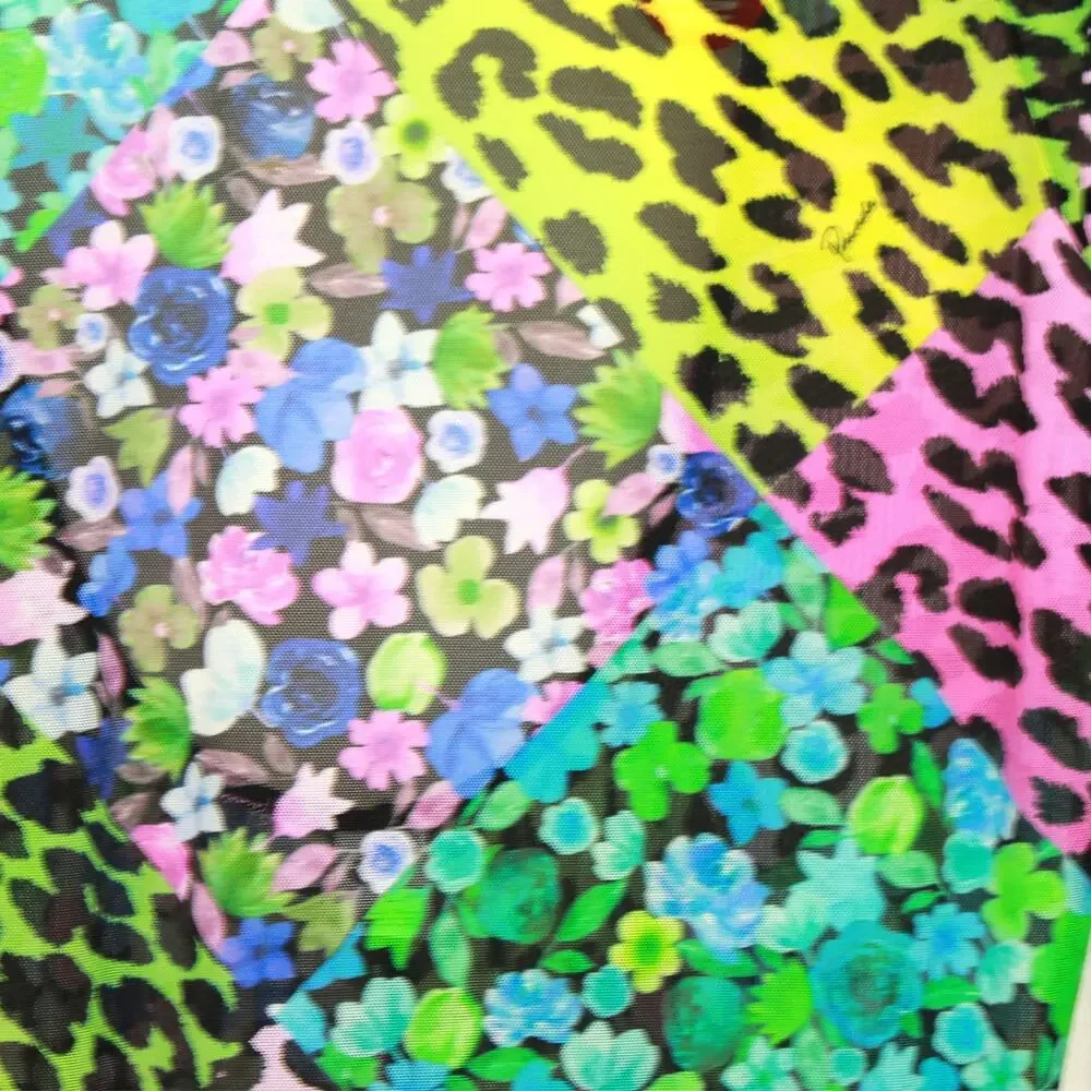 ParadeGanni Vintage 80's Animal Print Patchwork Jumpsuit Catsuit Slit Disco L